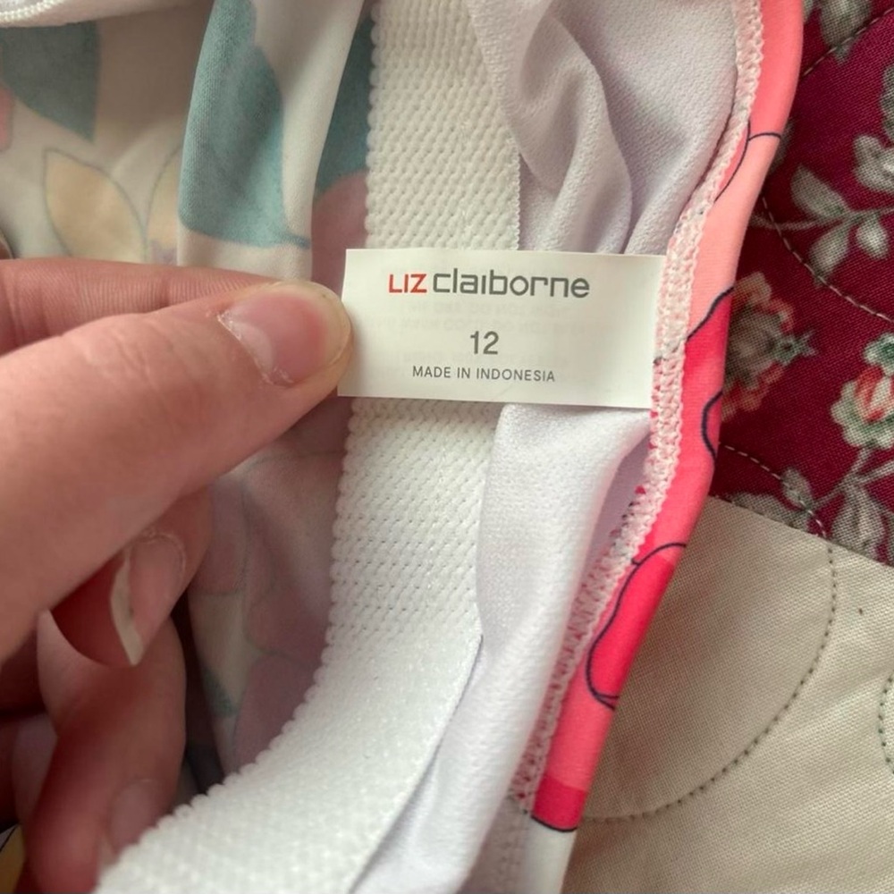 Liz Claiborne Floral Spaghetti Strap Tank - White Multi - Picture 3 of 3